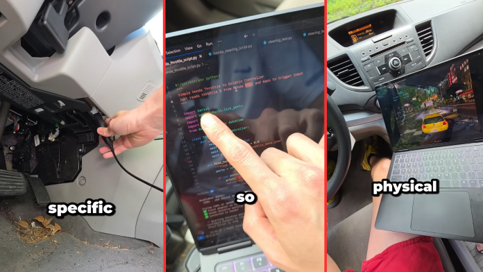 gamer-turns-2012-honda-cr-v-into-need-for-speed-underground-controller-—-laptop-reads-throttle-input-using-obd-and-a-python-library,-even-the-steering-works